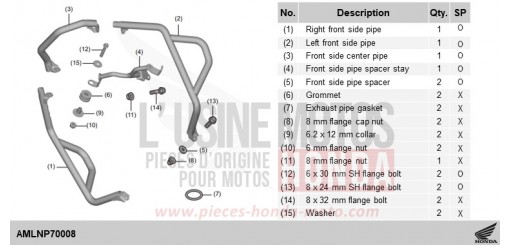 KIT,FR SIDE PIPE (L4) CRF1100D3R de 2024